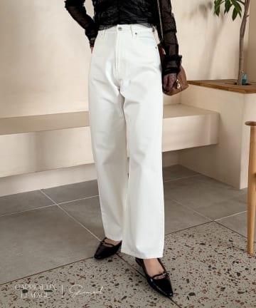 CAPRICIEUX LE'MAGE(カプリシュレマージュ) 【コラボ限定カラー/ホワイト・ベージュ】13ozハイウエストストレートデニム