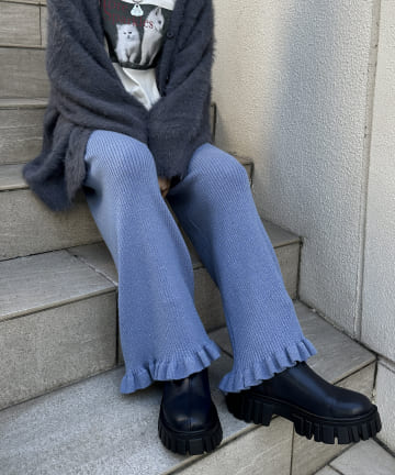 OUTLET(アウトレット) 【w closet】ヘムフリルニットパンツ
