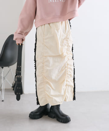 OUTLET(アウトレット) 【w closet】サイドラインフリルスカート
