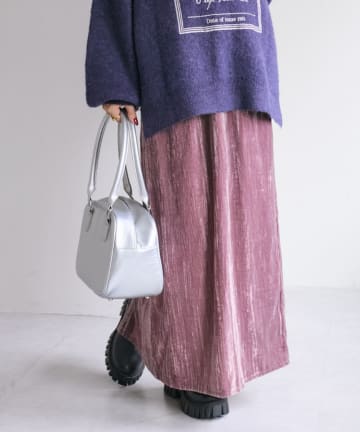 OUTLET(アウトレット) 【w closet】ベロアナロースカート