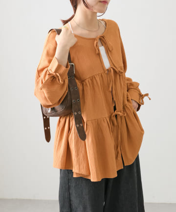 OUTLET(アウトレット) 【w closet】リボン2WAYティアードブラウス