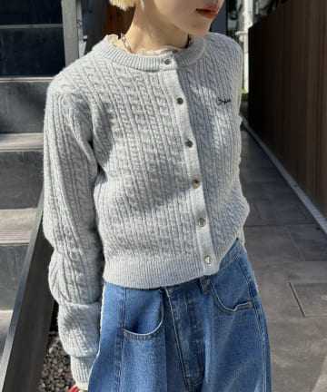 OUTLET(アウトレット) 【w closet】ケーブル刺繍カーディガン