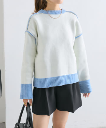 OUTLET(アウトレット) 【w closet】配色モールニットプルオーバー