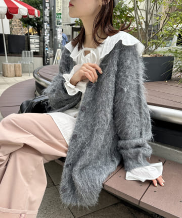 OUTLET(アウトレット) 【w closet】MIXシャギービッグニットカーディガン