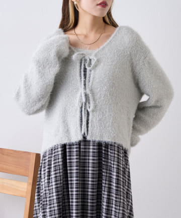 OUTLET(アウトレット) 【w closet】ラメフェザーカーディガンSET