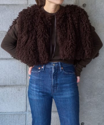 OUTLET(アウトレット) 【Pasterip】Curly fur cape vest