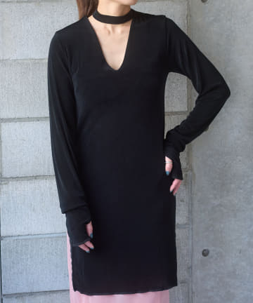 OUTLET(アウトレット) 【Pasterip】Sheer rib tie tunic