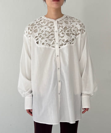 OUTLET(アウトレット) 【Pasterip】Battenberg lace western shirt