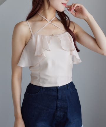 one after another NICE CLAUP(ワンアフターアナザー ナイスクラップ) クロスフリルキャミ