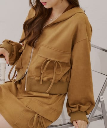 NICE CLAUP / OLIVE des OLIVE OUTLET(ナイスクラップ  / オリーブ デ オリーブ アウトレット) 【RMAF】リボンフードブルゾン