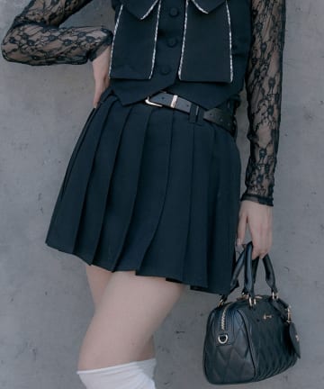 OLIVE des OLIVE(オリーブ デ オリーブ) 【PinSucreCollection】合皮ベルト付きプリーツスカート
