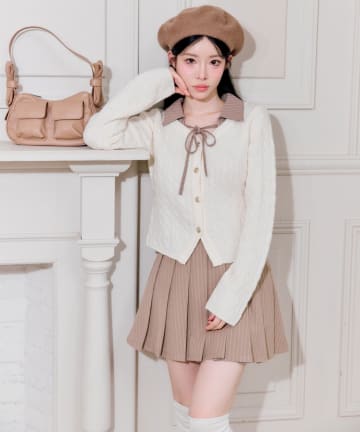 OLIVE des OLIVE(オリーブ デ オリーブ) 【PinSucreCollection】合皮ベルト付きプリーツスカート