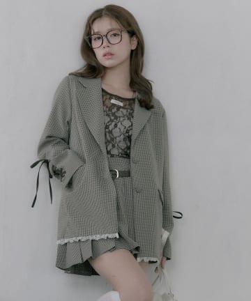 OLIVE des OLIVE(オリーブ デ オリーブ) 【PinSucreCollection】レースアップテーラードジャケット