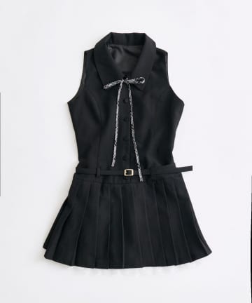 OLIVE des OLIVE(オリーブ デ オリーブ) 【PinSucreCollection】ノースリーブネクタイワンピース