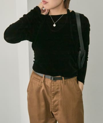 ear PAPILLONNER(イア パピヨネ) 《伸縮性/レイヤード》シアーベロアトップス【SUM1 STYLE(スミスタイル)】