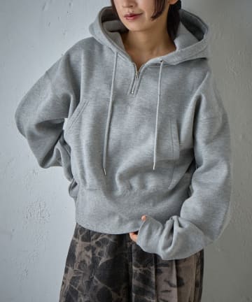 -goocy-(グーシー) 裏起毛ショート丈フーディプルオーバー
