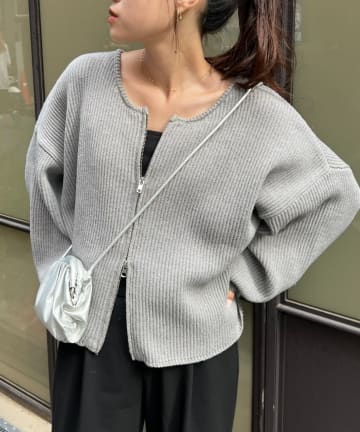 CIAOPANIC TYPY(チャオパニックティピー) 【WEB限定】スポンディッシュダブルジップニットカーディガン