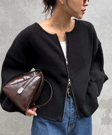 CIAOPANIC TYPY(チャオパニックティピー) 【WEB限定】スポンディッシュダブルジップニットカーディガン