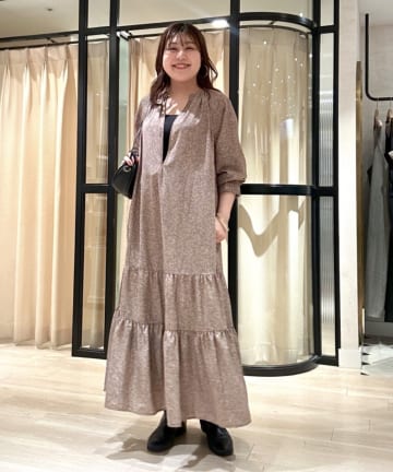 OUTLET(アウトレット) 【Omekashi】スキッパーティアードワンピース