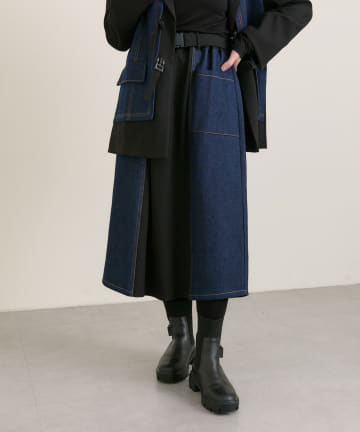 OUTLET(アウトレット) 【ear PAPILLONNER】切替デニムスカート【SUM1 STYLE】