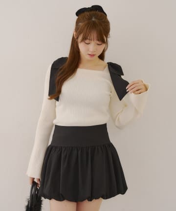 NICE CLAUP / OLIVE des OLIVE OUTLET(ナイスクラップ  / オリーブ デ オリーブ アウトレット) 【RMAF】肩リボンニットTOPS