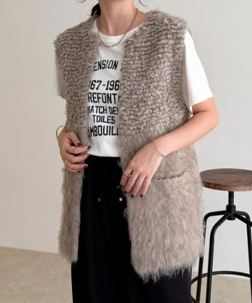 FREDY & GLOSTER(フレディ アンド グロスター) ループ起毛切替ニットジレ