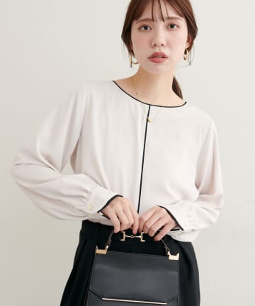 natural couture(ナチュラルクチュール) 【WEB限定】バイカラー長袖ブラウス