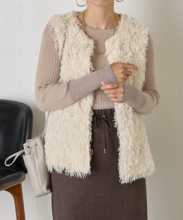 Jena　espace merveilleux(ジェナ　エスパスメルヴェイユ) 袖配色ラメリブニット