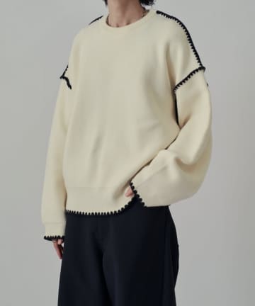 Lui's(ルイス) クラフトステッチクルーネックニット
