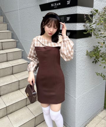 NICE CLAUP / OLIVE des OLIVE OUTLET(ナイスクラップ  / オリーブ デ オリーブ アウトレット) 【RMAF】ドッキングワンショルミニワンピ