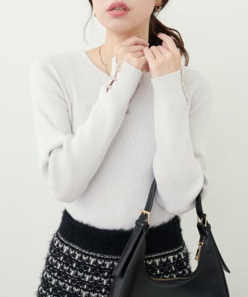 natural couture(ナチュラルクチュール) パルクロ限定／【mizumami】リボンチャーム袖ニット
