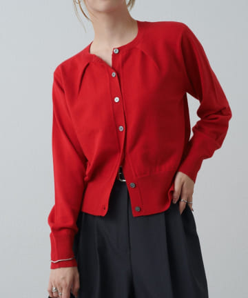 Lui's(ルイス) 襟タックデザインウール混カーディガン