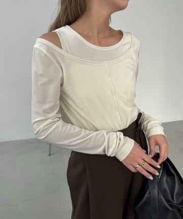 CAPRICIEUX LE'MAGE(カプリシュレマージュ) レイヤードベロアTシャツ