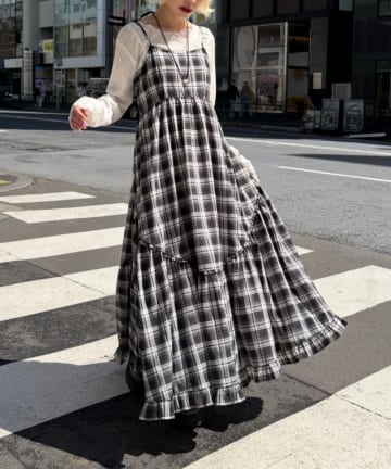 w closet(ダブルクローゼット) 【新色追加！】アソートティアードキャミワンピース