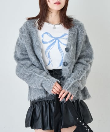 w closet(ダブルクローゼット) 【25AW】MIXシャギーBIGボタンカーデ