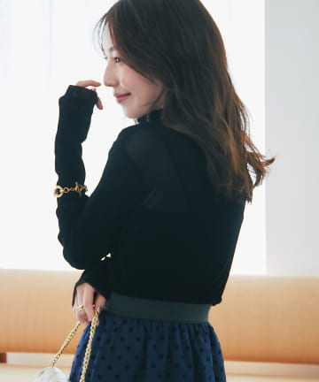 OUTLET(アウトレット) 【La boutique BonBon】フロッキーチュールタートルカットソー