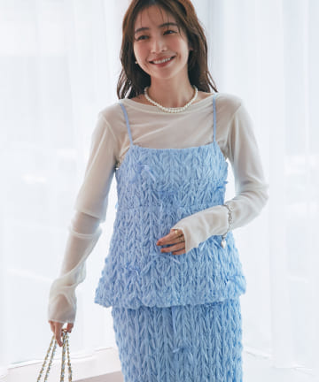 OUTLET(アウトレット) 【La boutique BonBon】メニーリボンフラワースモッキングキャミ