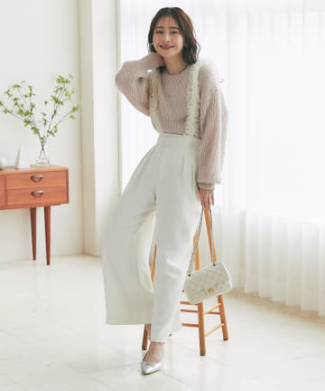 OUTLET(アウトレット) 【La boutique BonBon】チュールフリルストラップワイドパンツ