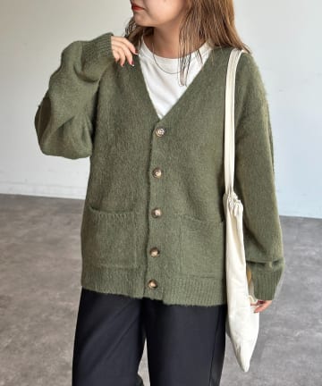 CPCM(シーピーシーエム) モヘア混シャギーカーディガン