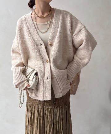 DOUDOU(ドゥドゥ) 【完売カラー再追加！/WEB限定】オーバーシルエットVニットカーディガン