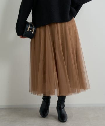 un dix cors(アンディコール) 《大人フェミニンに◎》ラインチュールギャザースカート