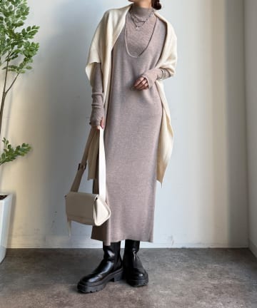 DOUDOU(ドゥドゥ) 【WEB限定】リブニット＋Uネックニットワンピースセット