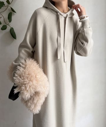 DOUDOU(ドゥドゥ) 【WEB限定】フーディーニットワンピース