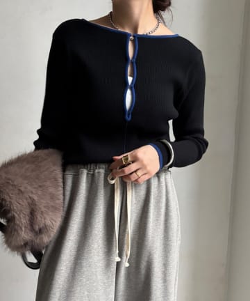 DOUDOU(ドゥドゥ) 【WEB限定】前後2WAY配色リブニット