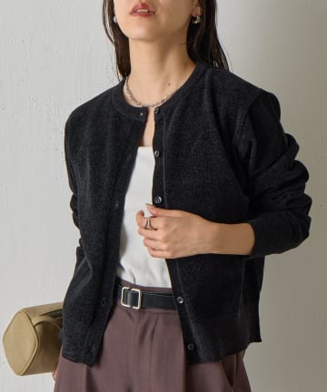COLONY 2139(コロニー トゥーワンスリーナイン) ベロアモールクルーネックカーディガン