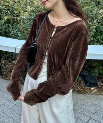 Kastane(カスタネ) 【前後2WAY/4色展開】ベロアチュール2WAYカーディガン