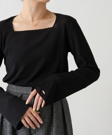 COLLAGE GALLARDAGALANTE(コラージュ ガリャルダガランテ) 【追加予約決定!インナーにも使える】シアーラメリブスクエアカットソー