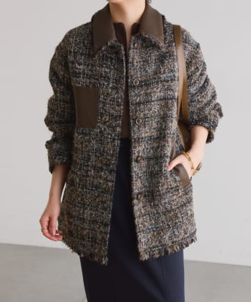 COLLAGE GALLARDAGALANTE(コラージュ ガリャルダガランテ) 【端境期に◎】ツイードカバーオールジャケット