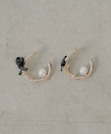 Chico(チコ) リボン付フープパールピアス