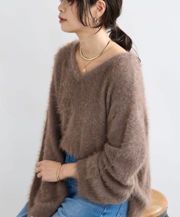 【リバイバル/前後2WAY】メランジフェザー2WAYニット